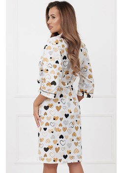 Bawełniany szlafrok damski z rękawem 3/4 Soreno, Kolor ecru-wzór, Rozmiar S, Italian Fashion ze sklepu Intymna w kategorii Szlafroki damskie - zdjęcie 188646652