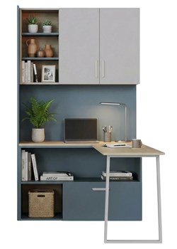 Regał z biurkiem narożnym do pokoju młodzieżowego kaszmir + niebieski S0-K93 ze sklepu Edinos.pl w kategorii Biurka i sekretarzyki - zdjęcie 188646784