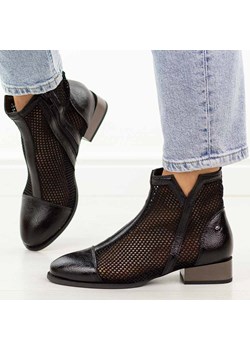 Czarne wiosenne botki damskie na obcasie M.Daszyński Sa197-31 ze sklepu suzana.pl w kategorii Botki - zdjęcie 188654991