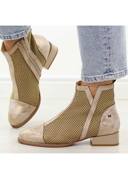 Złote wiosenne botki damskie na obcasie M.Daszyński Sa197-31 ze sklepu suzana.pl w kategorii Botki - zdjęcie 188655000