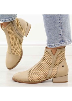 Beżowe wiosenne botki damskie na obcasie M.Daszyński Sa197-31 ze sklepu suzana.pl w kategorii Botki - zdjęcie 188655031