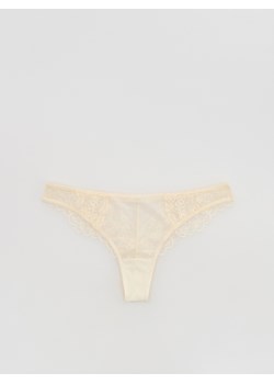 Reserved - Koronkowe majtki stringi - złamana biel ze sklepu Reserved w kategorii Majtki damskie - zdjęcie 188655152