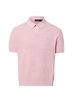 Polo Ralph Lauren Męska koszulka polo z dzianiny z zawartością lnu Mężczyźni Bawełna brudny róż jednolity ze sklepu vangraaf w kategorii Swetry męskie - zdjęcie 188655354