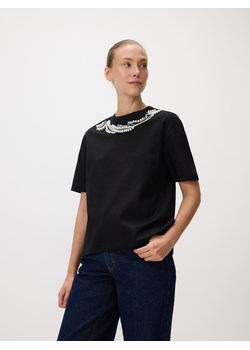 Reserved - T-shirt z imitacją pereł - czarny ze sklepu Reserved w kategorii Bluzki damskie - zdjęcie 188655531