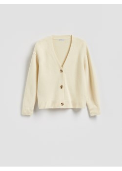 Reserved - Wełniany kardigan - jasnożółty ze sklepu Reserved w kategorii Swetry damskie - zdjęcie 188655561