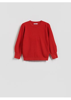Reserved - Sweter z bufiastym rękawem - czerwony ze sklepu Reserved w kategorii Swetry damskie - zdjęcie 188655574