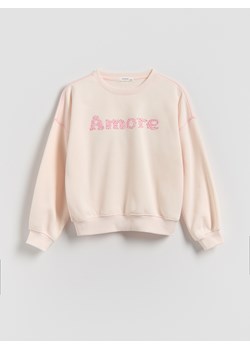 Reserved - Bluza z haftowanym napisem - złamana biel ze sklepu Reserved w kategorii Bluzy dziewczęce - zdjęcie 188655910