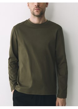 Reserved - Longsleeve z merceryzowanej bawełny - zielony ze sklepu Reserved w kategorii T-shirty męskie - zdjęcie 188655990