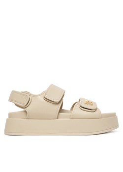 Sandały Tommy Hilfiger Leather Sporty Platform Sandal FW0FW09119 Beżowy ze sklepu eobuwie.pl w kategorii Sandały damskie - zdjęcie 188656633