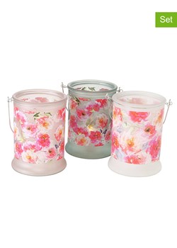 Boltze Świeczniki (3 szt.) "Karella" w kolorze biało-różowym - wys. 17 x Ø 13 cm ze sklepu Limango Polska w kategorii Świeczniki - zdjęcie 188666333