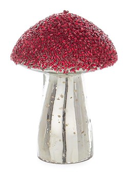 Bizzotto Figurka dekoracyjna "Mushroom" w kolorze srebrno-czerwonym - wys. 9,5 cm ze sklepu Limango Polska w kategorii Dekoracje - zdjęcie 188666591