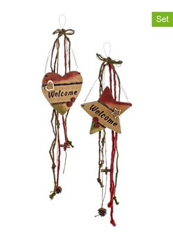 Bizzotto Zawieszki dekoracyjne (2 szt.) w kolorze zielono-czerwono-beżowym - dł. 70 cm ze sklepu Limango Polska w kategorii Dekoracje - zdjęcie 188666973