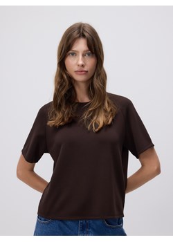 Reserved - T-shirt z modalem - ciemnobrązowy ze sklepu Reserved w kategorii Bluzki damskie - zdjęcie 188667544