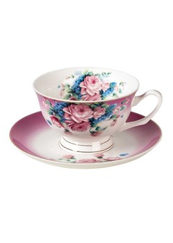 Clayre &amp; Eef Filiżanka w kolorze fioletowo-białym ze wzorem - 200 ml ze sklepu Limango Polska w kategorii Dzbanki i zaparzacze - zdjęcie 188668914