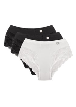 Wysokie figi Wol-Bar Diamond 3506 3-pak czarny-czarny-biały ze sklepu kontri.pl w kategorii Majtki damskie - zdjęcie 188670432