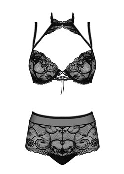Obsessive Elizenes 2-pcs set Nocna komplet biustonosz + figi, czarny ze sklepu kontri.pl w kategorii Komplety bielizny damskiej - zdjęcie 188670701