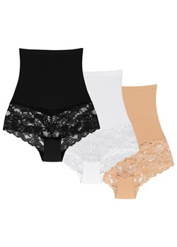 Wol-Bar Preciosa 3-pak Majtki wysokie figi, beżowy-biały-czarny ze sklepu kontri.pl w kategorii Majtki damskie - zdjęcie 188674252