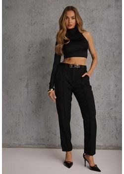 Czarne Spodnie High Waist o Fasonie Cygaretek z Paskiem ze Sprzączką Glaclea ze sklepu renee.pl w kategorii Spodnie damskie - zdjęcie 188675640