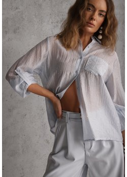 Niebieska Prześwitująca Koszula z Cyrkoniami Arialle ze sklepu renee.pl w kategorii Koszule damskie - zdjęcie 188675652