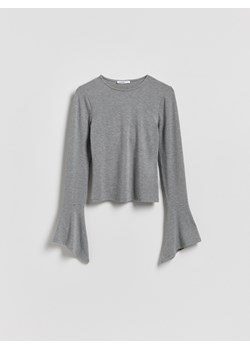 Reserved - Bluzka z rozszerzanymi rękawami - jasnoszary ze sklepu Reserved w kategorii Bluzki damskie - zdjęcie 188675844