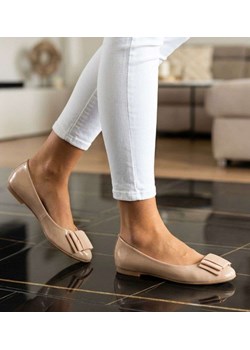 Beżowe baleriny damskie z kokardką /C3-2 13433 T290/ ze sklepu Pantofelek24.pl w kategorii Balerinki - zdjęcie 188676053