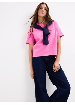 Mohito - Bawełniana różowa koszulka - mocny różowy ze sklepu Mohito w kategorii Bluzki damskie - zdjęcie 188678570