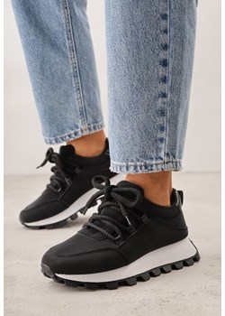 Czarne Sneakersy na Platformie Ozdobionej Tłoczeniem Zerla ze sklepu renee.pl w kategorii Buty sportowe damskie - zdjęcie 188678680