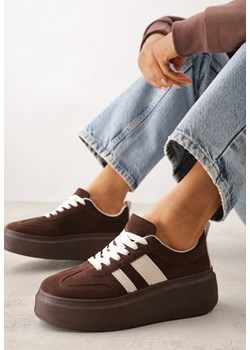 Brązowe Sneakersy Klasyczne Tenisówki na Grubej Podeszwie z Koturnem Adessia ze sklepu renee.pl w kategorii Buty sportowe damskie - zdjęcie 188678790