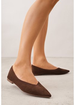 Brązowe Balerinki z Imitacji Zamszu ze Szpiczastym Noskiem Melikel ze sklepu renee.pl w kategorii Balerinki - zdjęcie 188678853