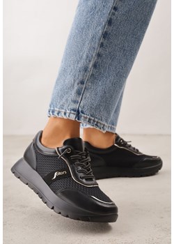 Czarne Sneakersy na Platformie z Wkładką ze Skóry Naturalnej i Napisam Haidena ze sklepu renee.pl w kategorii Buty sportowe damskie - zdjęcie 188678934