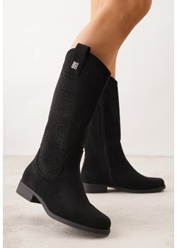 Czarne Ażurowe Botki z Geometryczną Ozdobą Naeraste ze sklepu renee.pl w kategorii Botki - zdjęcie 188678990