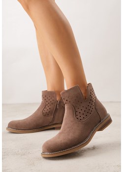 Jasnobrązowe Ażurowe Botki na Płaskiej Podeszwie ze Skórzaną Wkładką Terilara ze sklepu renee.pl w kategorii Botki - zdjęcie 188679024