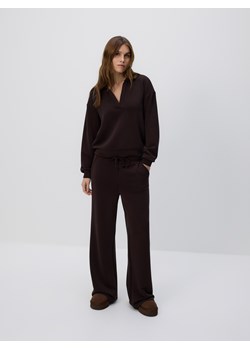 Reserved - Spodnie z szeroką nogawką - ciemnobrązowy ze sklepu Reserved w kategorii Spodnie damskie - zdjęcie 188679310