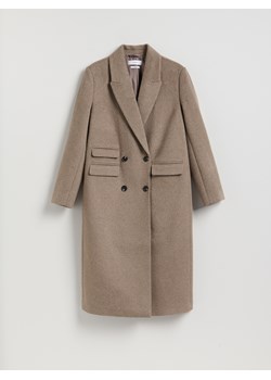 Reserved - Płaszcz z dodatkiem wełny - brązowy ze sklepu Reserved w kategorii Płaszcze damskie - zdjęcie 188679350