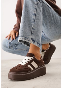 Brązowe Sneakersy Kultowe Tenisówki na Platformie z Koturnem Elisara ze sklepu born2be.pl w kategorii Buty sportowe damskie - zdjęcie 188679623
