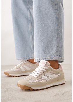 Beżowe Casualowe Sneakersy z Siateczkowymi Wstawkami Kassadina ze sklepu born2be.pl w kategorii Buty sportowe damskie - zdjęcie 188679722