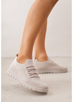 Beżowe Sznurowane Buty Sportowe Sneakersy z Siateczki Caeolea ze sklepu born2be.pl w kategorii Buty sportowe damskie - zdjęcie 188679893