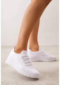 Białe Sznurowane Buty Sportowe Sneakersy z Siateczki Caeolea ze sklepu born2be.pl w kategorii Buty sportowe damskie - zdjęcie 188679920