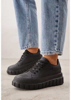 Czarne Sneakersy VICES na Grubej Tłoczonej Podeszwie z Perforacją Diomerine ze sklepu born2be.pl w kategorii Buty sportowe damskie - zdjęcie 188680040