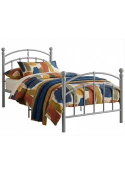 Szare metalowe łóżko z zagłówkiem 100x200 cm M6-W33 ze sklepu Edinos.pl w kategorii Łóżka i materace - zdjęcie 188680184