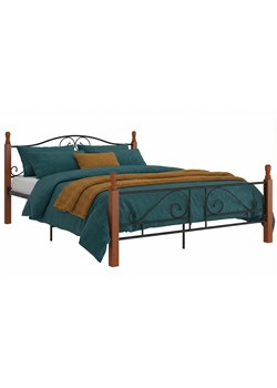 Łózko metalowe czarny + ciemny dąb 120x200 cm B8-W00 ze sklepu Edinos.pl w kategorii Łóżka i materace - zdjęcie 188680231