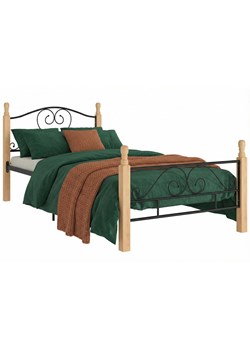 Metalowe Łóżko Czarny Jednoosobowe + Jasny Dąb 90X200 Cm E6-T56 ze sklepu Edinos.pl w kategorii Łóżka i materace - zdjęcie 188680232