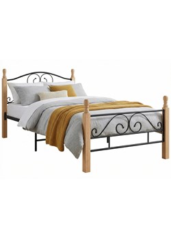 Rustykalne łóżko metalowe czarny + jasny dąb 100x200 cm B5-A97 ze sklepu Edinos.pl w kategorii Łóżka i materace - zdjęcie 188680233