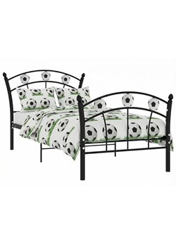 Czarne metalowe łóżko z motywem piłki 90x200 cm P5-C71 ze sklepu Edinos.pl w kategorii Łóżka dziecięce - zdjęcie 188680234