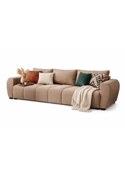 Jasnobrązowa welurowa sofa rozkładana z pojemnikiem B3-M33 ze sklepu Edinos.pl w kategorii Sofy i kanapy - zdjęcie 188680274