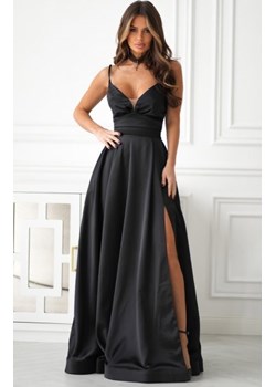 Połyskująca długa suknia wieczorowa z wiązaniem gorsetowym czarna ze sklepu intimiti.pl w kategorii Sukienki - zdjęcie 188681974
