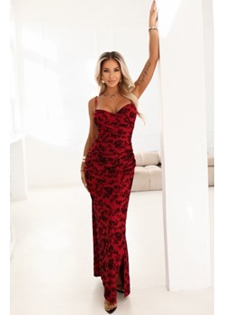 Numoco 645-2 dopasowana sukienka maxi z kopertowym dekoltem i rozcięciem ze sklepu intimiti.pl w kategorii Sukienki - zdjęcie 188682074