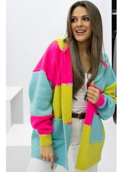 Oversizowy kardigan z kapturem i kieszeniami Brune energetyczne odcienie ze sklepu intimiti.pl w kategorii Swetry damskie - zdjęcie 188682340