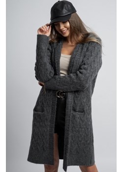 Oversizowy kardigan damski z kapturem Laval grafitowy ze sklepu intimiti.pl w kategorii Swetry damskie - zdjęcie 188682342