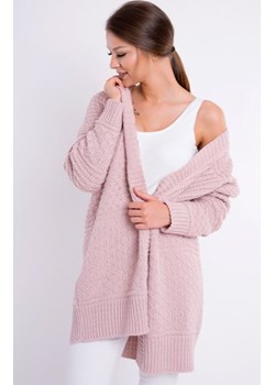 Klasyczny niezapinany kardigan damski Lou pudrowy róż ze sklepu intimiti.pl w kategorii Swetry damskie - zdjęcie 188682382
